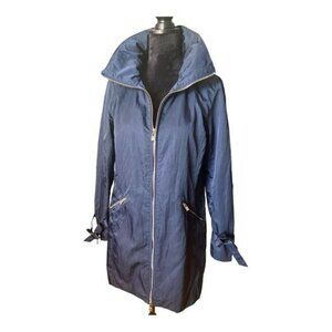 KARL LAGERFELD Women's MEDIUM  Bow Sleeve Packable Rain Jacket In Navy